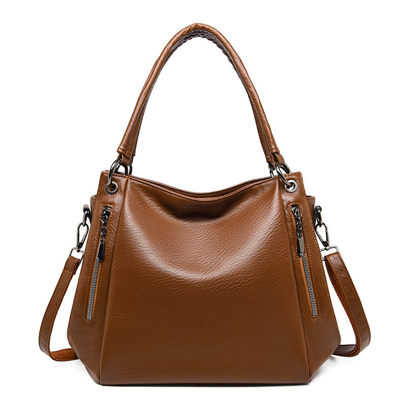 Women's Soft Leather Textured Vintage Large Capacity Women's Shoulder Bag