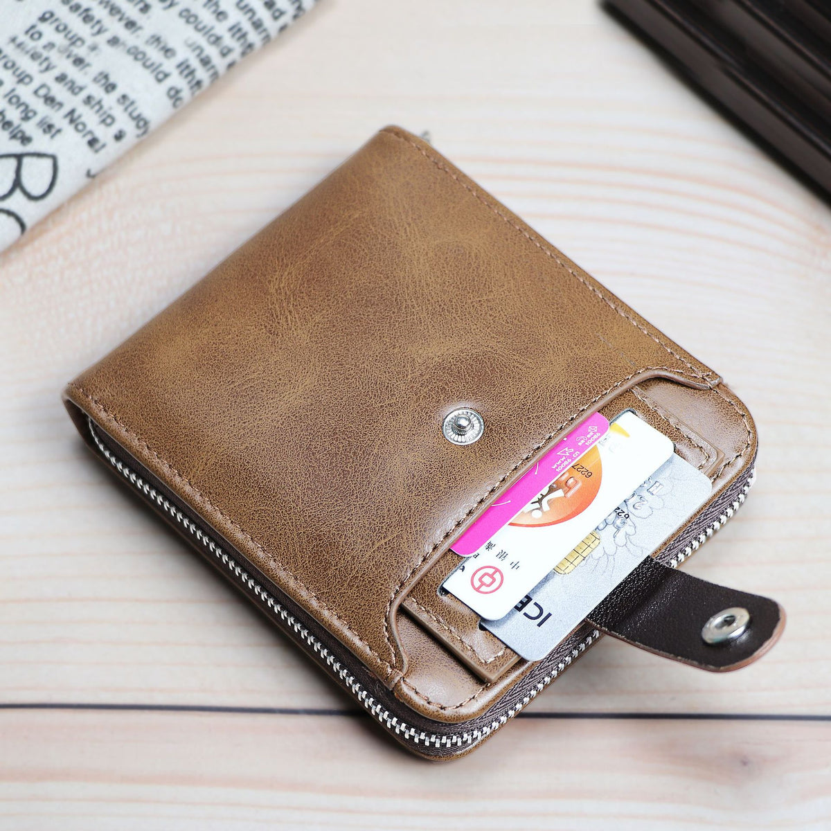 Men's Short Large Capacity External Zipper Portable Men's Wallet