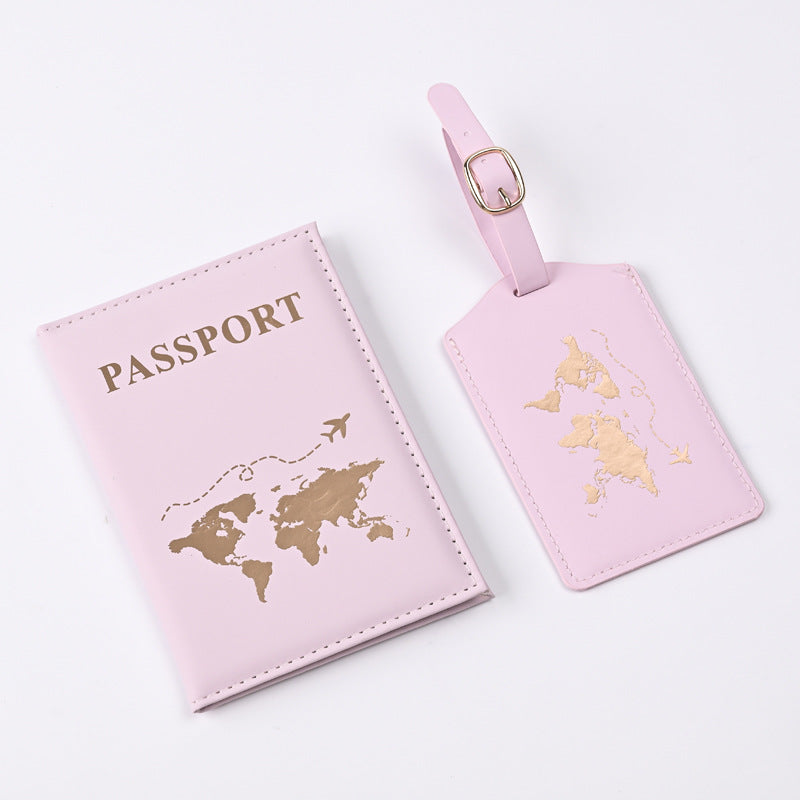 Trend Map Bronzing Passport Cover Tag Ticket Luggage