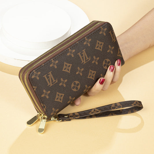 Women's Long Fashionable Printed Large Capacity Double Ladies Wallets