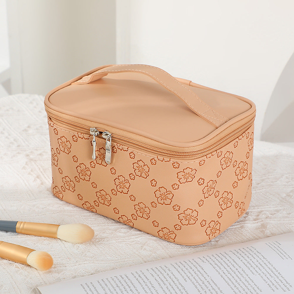 Women's Large Capacity Retro Embossing Storage Portable Outing Makeup Bag