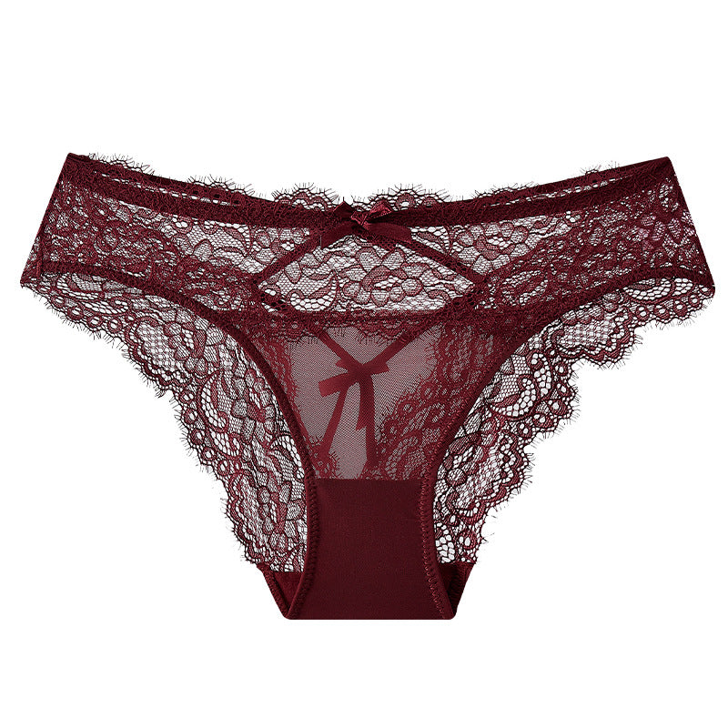 Women's Waist Hollow Jacquard Lace Briefs Comfortable Cotton Panties