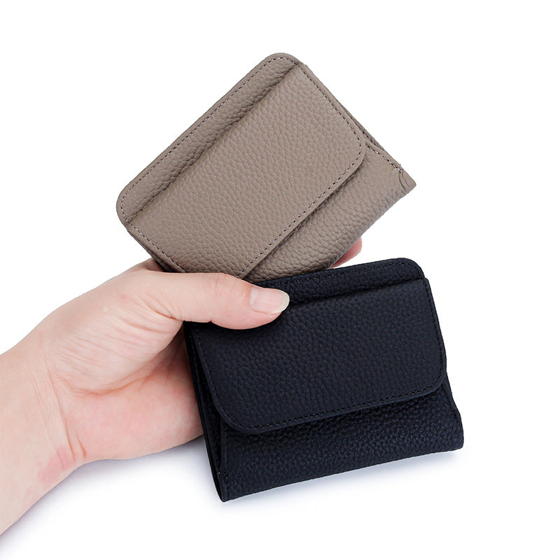 Women's Cowhide Style Short Big Litchi Pattern Ladies Wallet