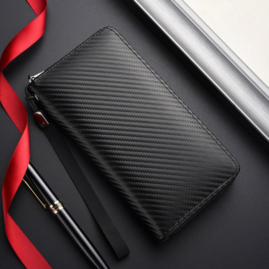 Men's Swiping Multiple Slots Carbon Fiber Men's Wallets