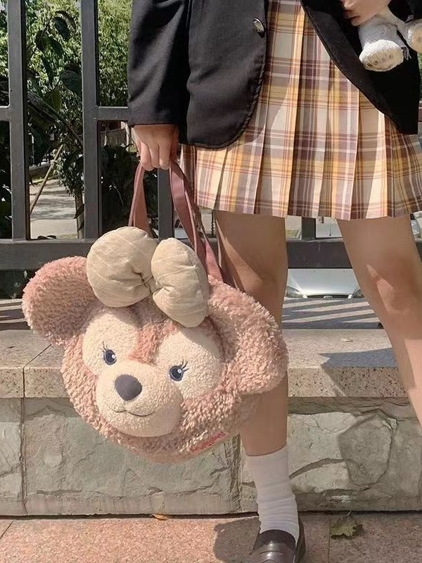 Women's Plush Cute Bow Big Head Face Backpacks