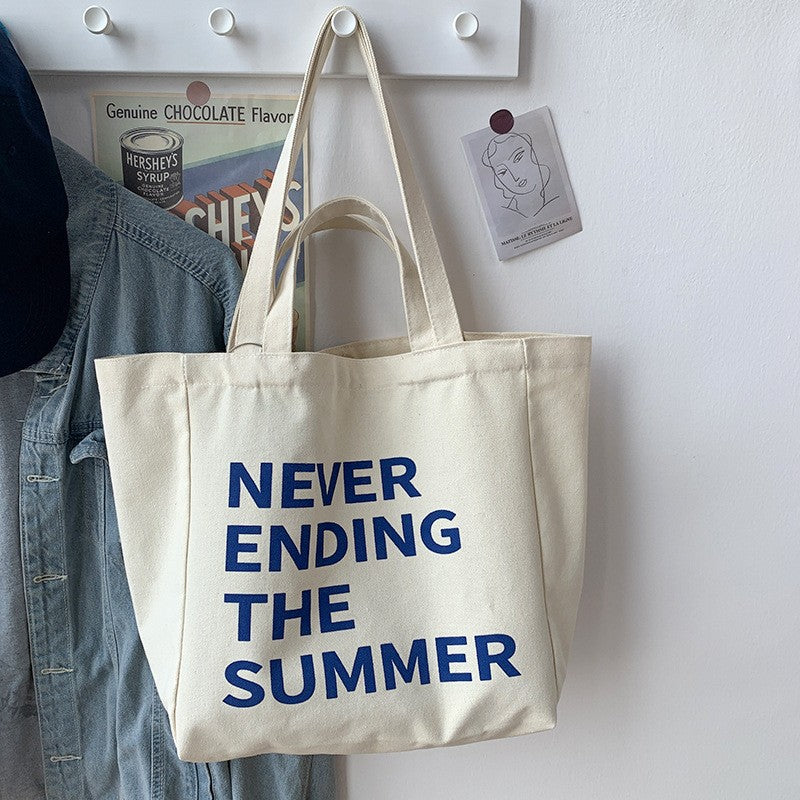 Women's Canvas Idle Style Artistic Simple Large Capacity Letter Bags