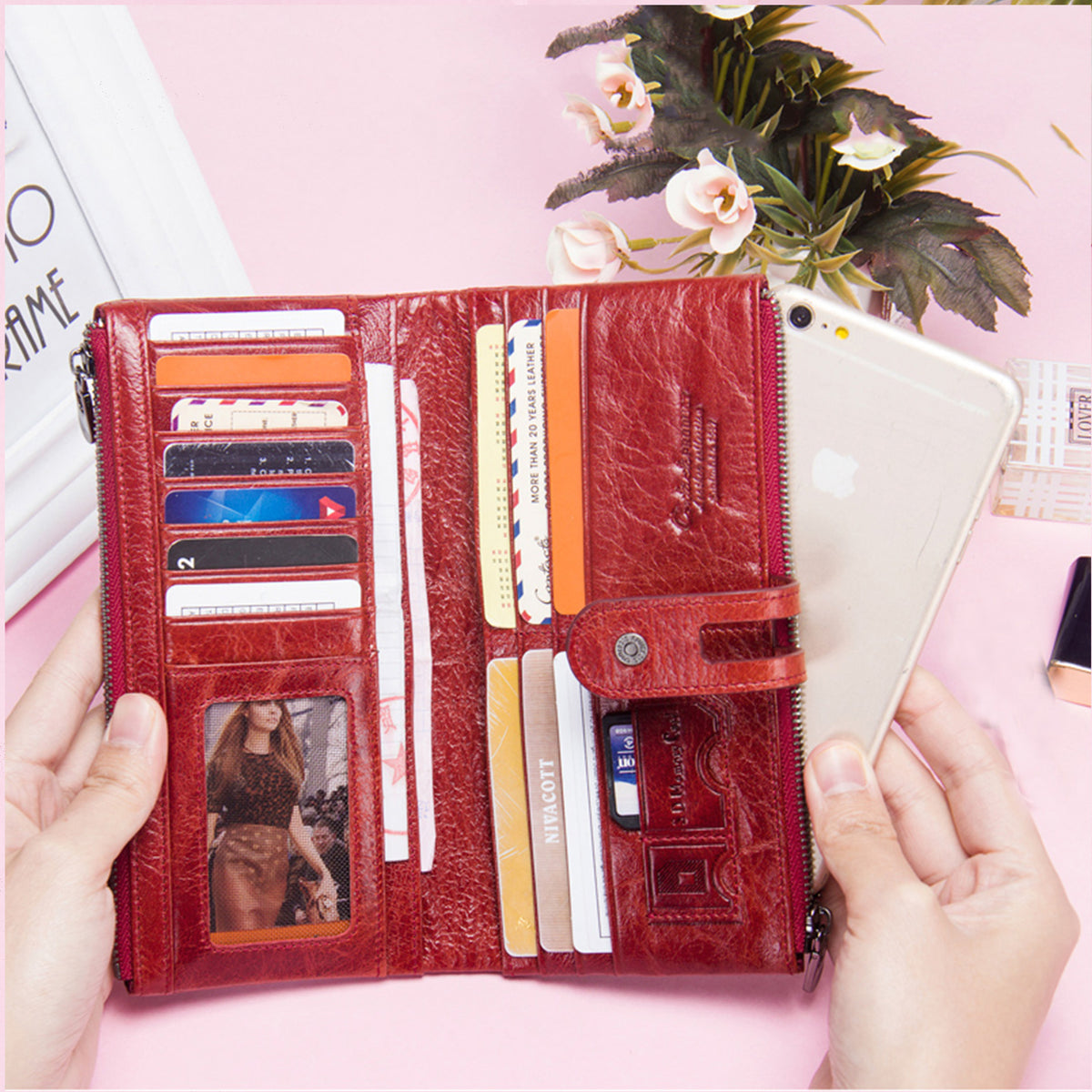 Women's Angel Fashion Cowhide Long Female Genuine Ladies Wallet