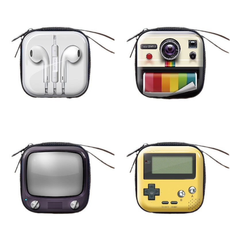 Cartoon Game Machine Tinplate Zipper Earphones Coin Purses