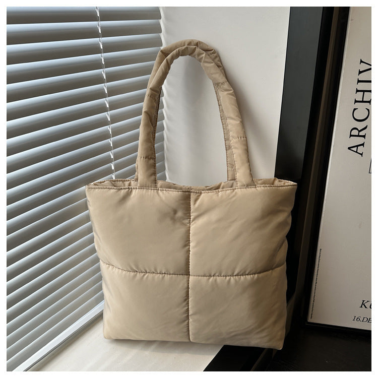 Clothes Solid Color Nylon Plaid Down Simple Bags