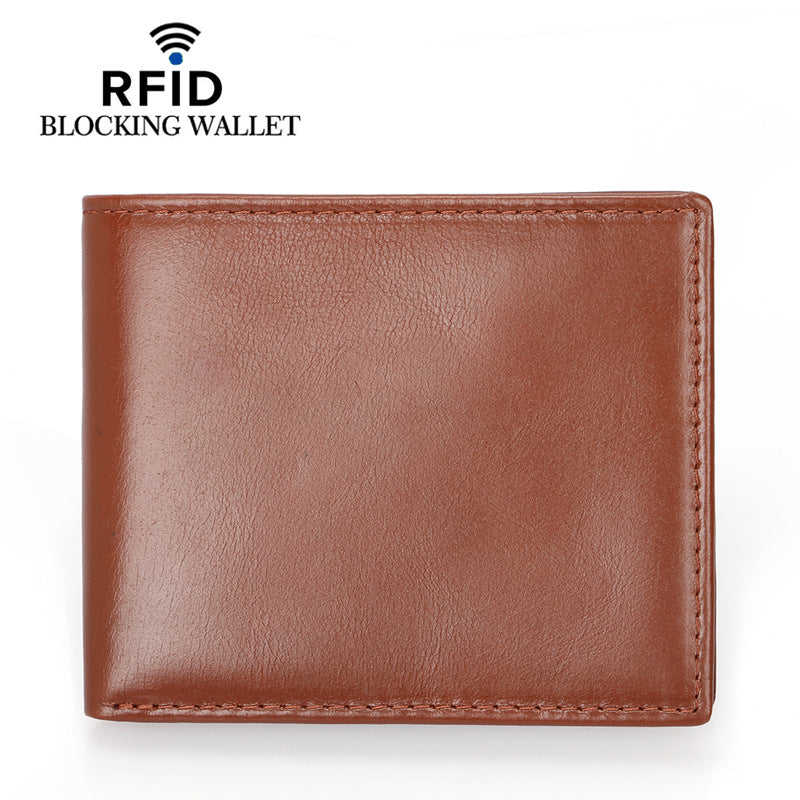 Layer Crazy Horse Skin Leather For Man Two Fold Men's Wallet