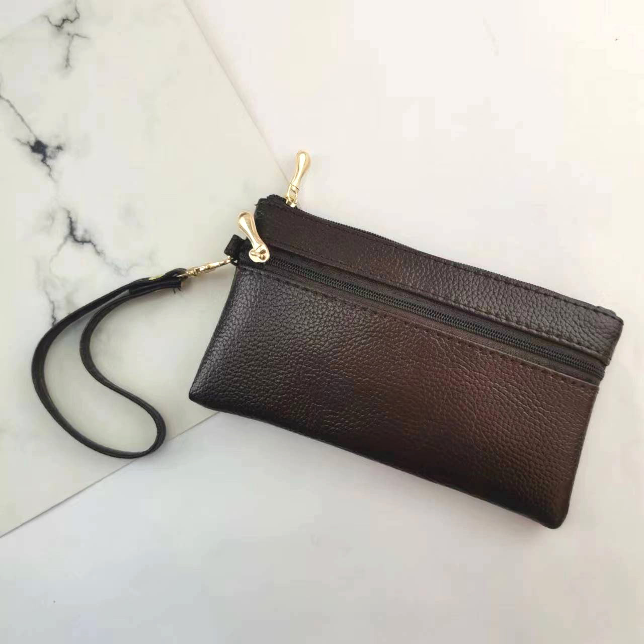 Women's Mini Zipper Lychee Pattern Short Coin Purses