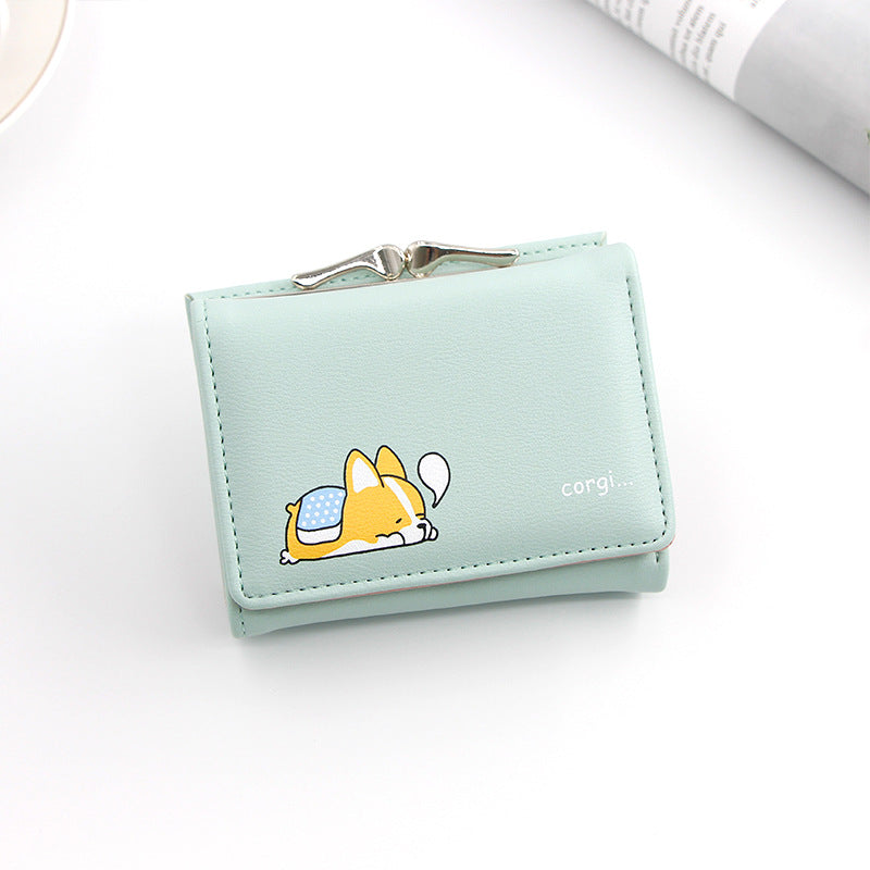 Women's Iron Clamp Short Cute Cartoon Ladies Wallet
