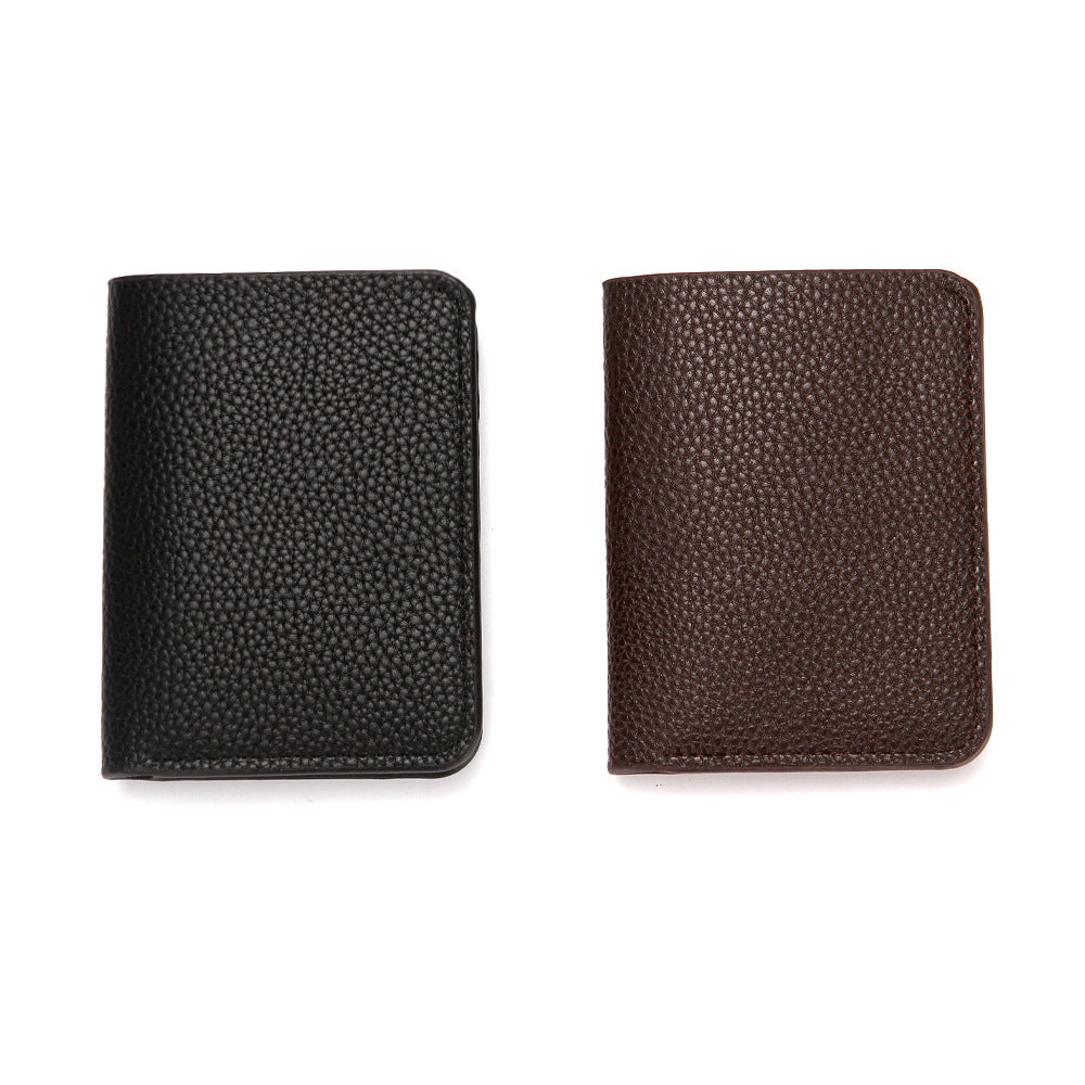 Men's Short Document Litchi Pattern Portable Large Men's Wallets