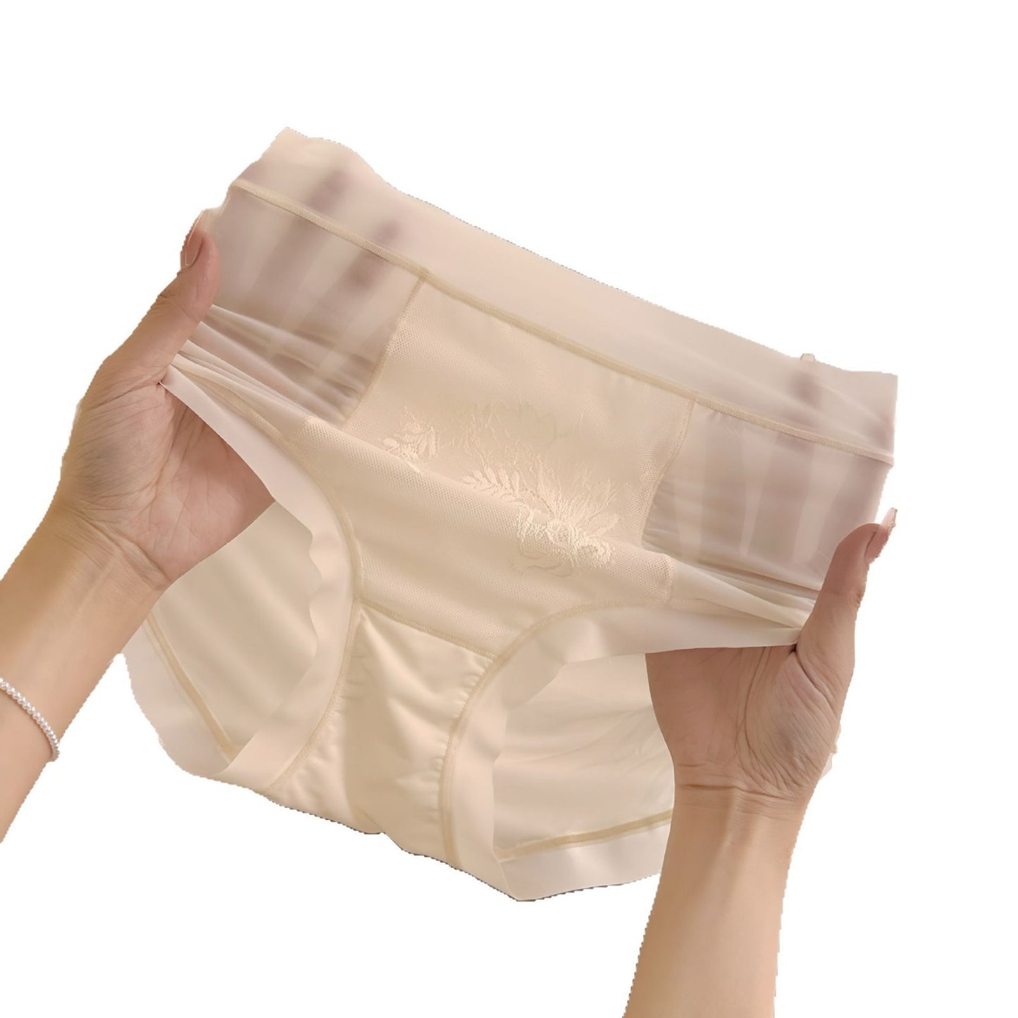 Women's Sexy Lace Ice Silk Mask Underwear Antibacterial Crotch Panties