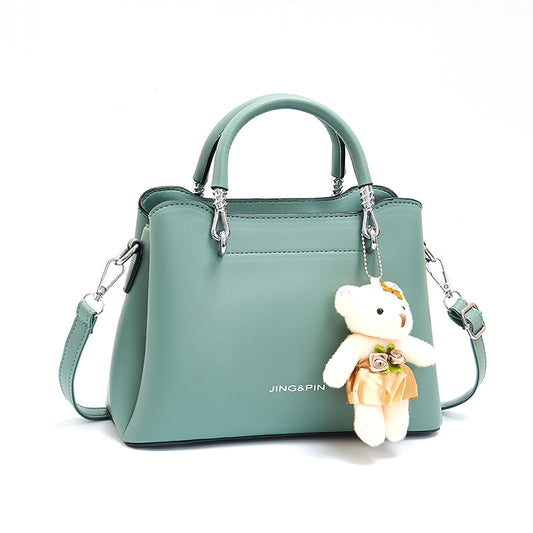 Women's Fashion Large Capacity Soft Leather Bear Shoulder Bags