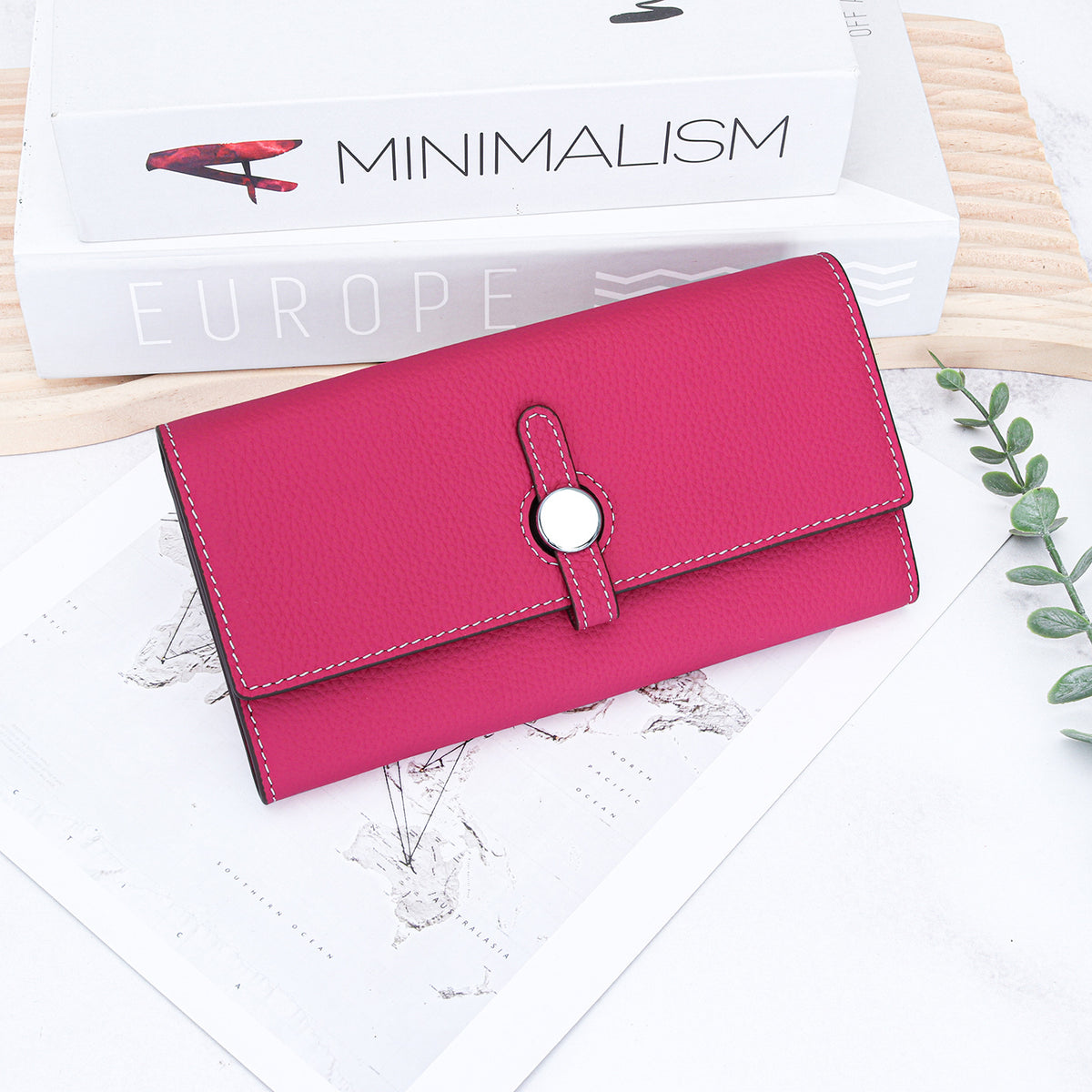 Women's Fashion Long Genuine Leather Design Clutch Large Ladies Wallet