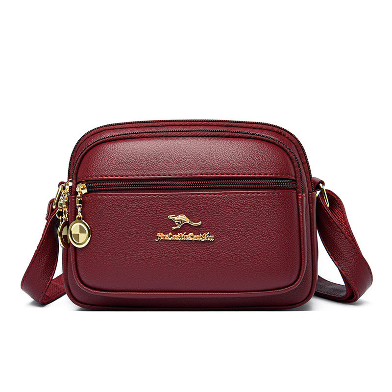 Women's Simple Soft Leather Send Mother Portable Women's Shoulder Bag