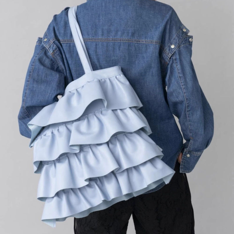 Pleated Ruffled High-grade Niche Lace Fashion Large Capacity Women's Shoulder Bag