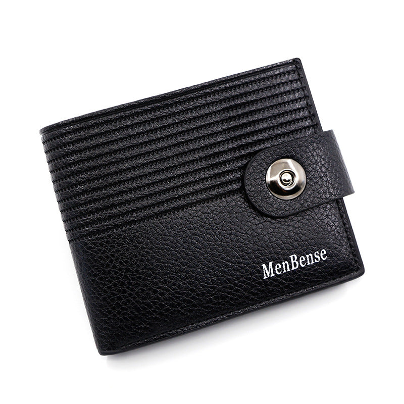 Men's Fashion Striped Short Magnetic Snap Simple Men's Wallet