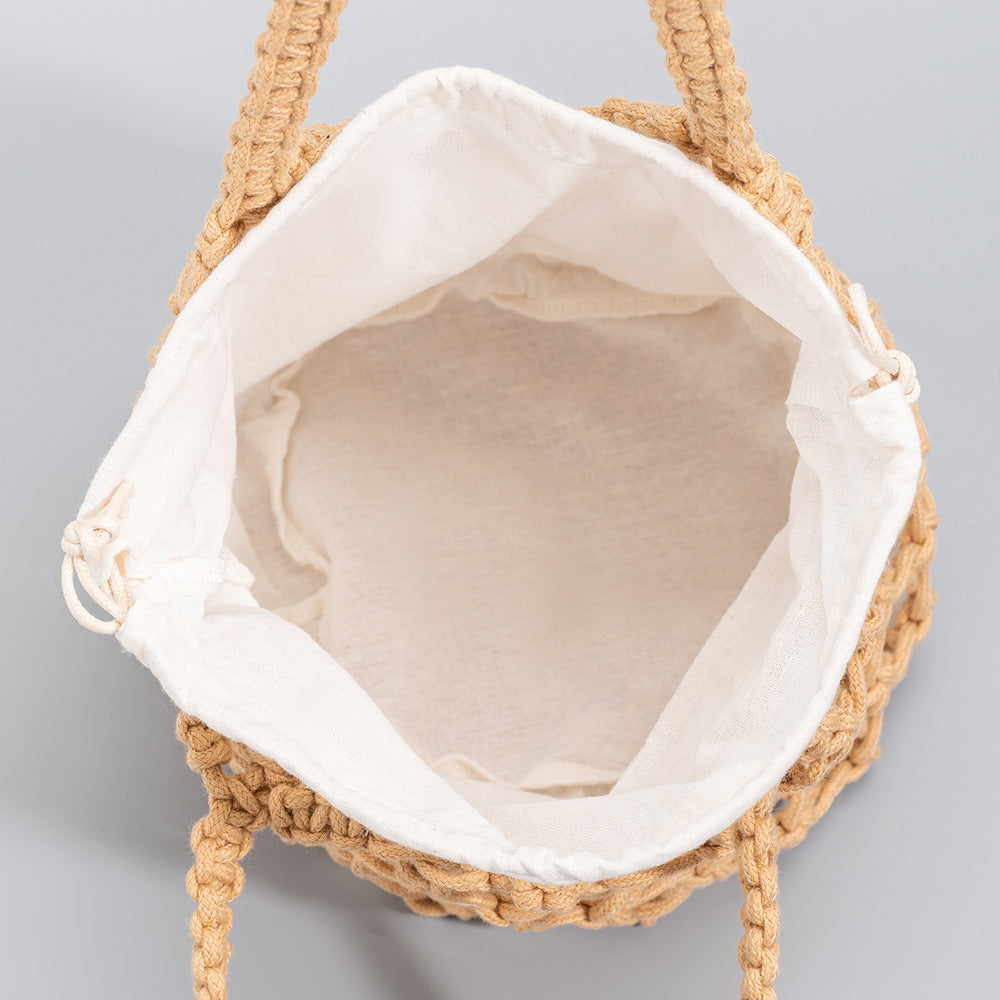 Women's Seaside Vacation Beach Pure Color Cotton Thread Bags