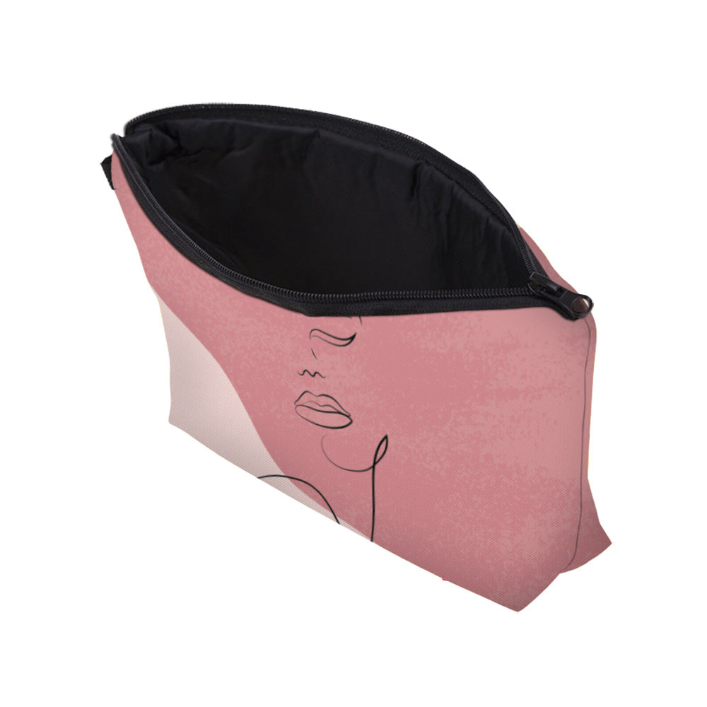 Artistic Lines Face Printing Storage Wash Cosmetic Bags
