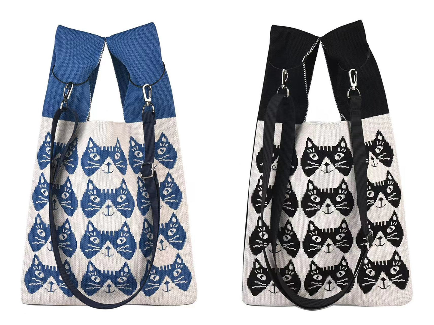 Versatile Cartoon Cat Hand Vest Knitted Handbags