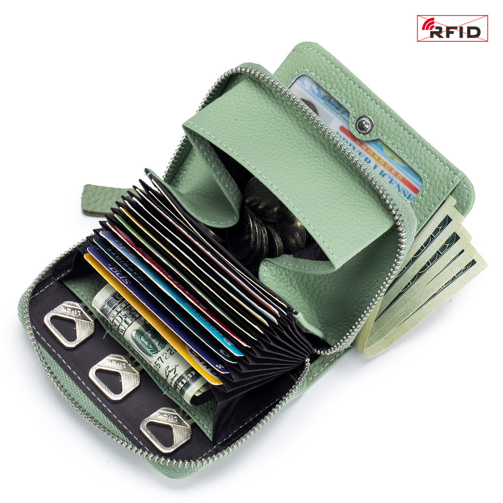 Women's Genuine Leather Simple Short First Layer Ladies Wallets