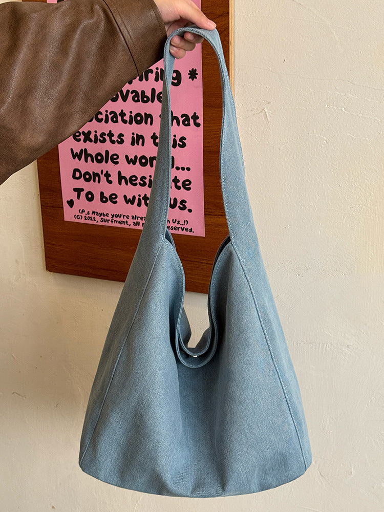 Women's Korean Style Canvas Loose Feeling Large Capacity Simple Idle Women's Shoulder Bag