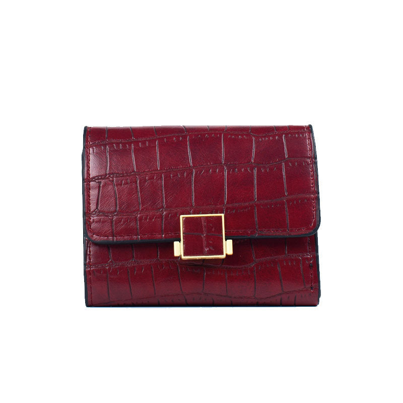 Women's Short Solid Color Bright Leather Crocodile Pattern Series Ladies Wallets