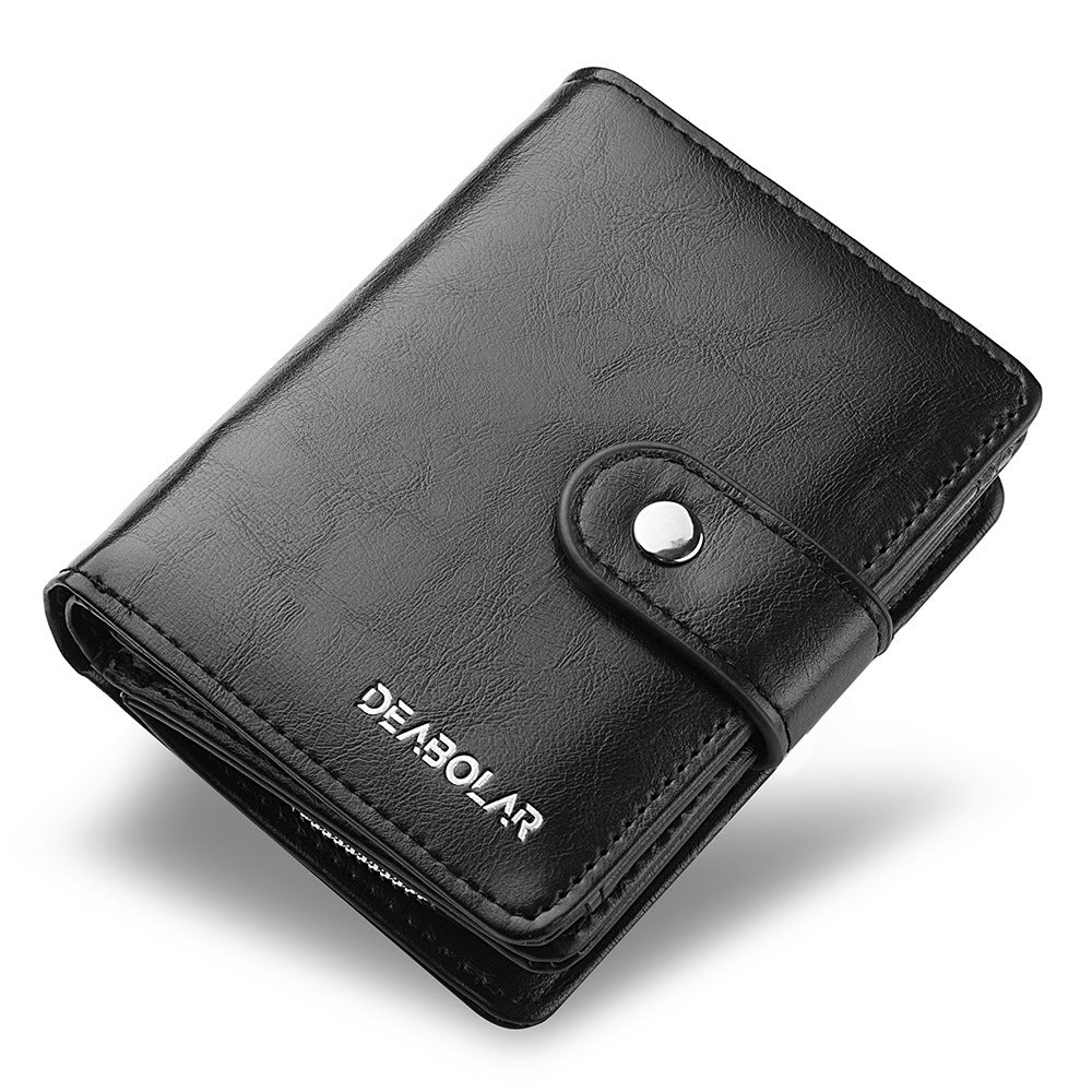 Men's Man's Short Leather Retro Vertical Design Men's Wallets