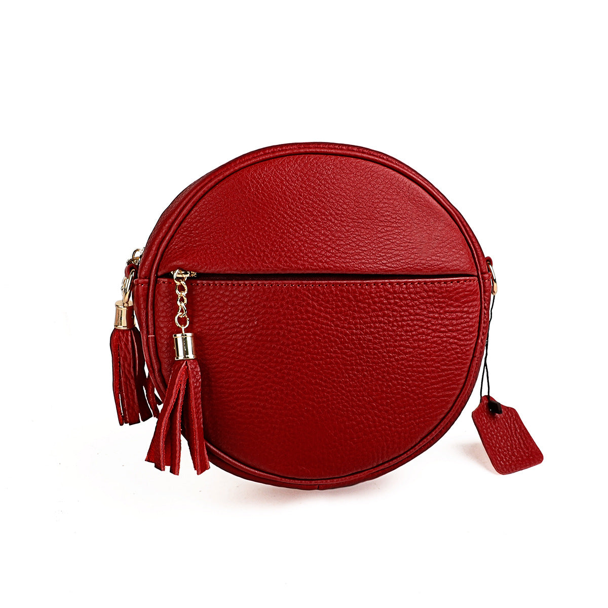 Women's First Layer Leather Trendy Storage Round With Shoulder Bags