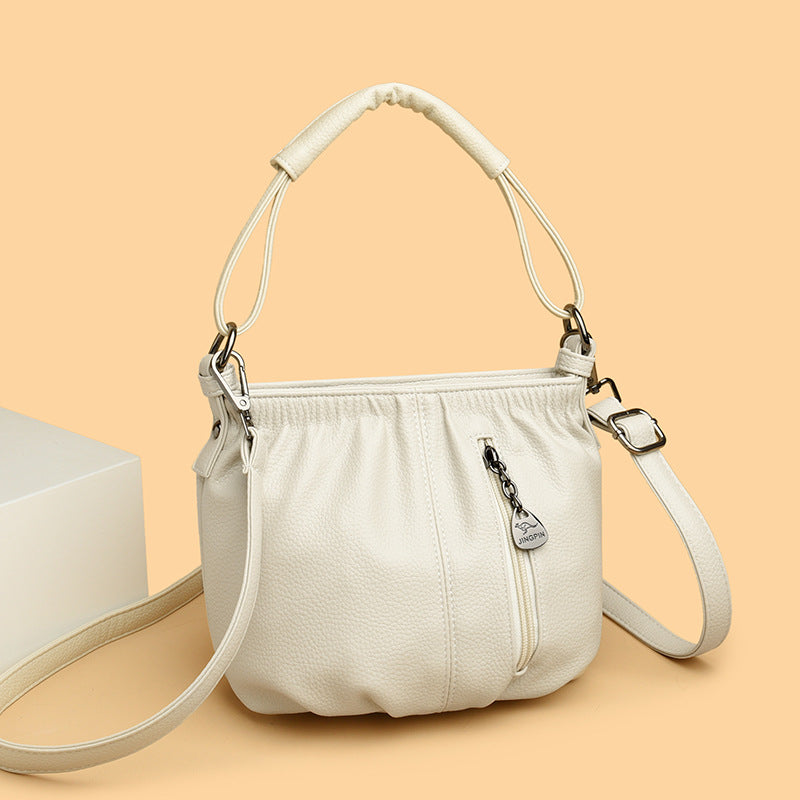 Fashion Minority Design Pleated Simple Solid Color Korean Style Women's Messenger Bag