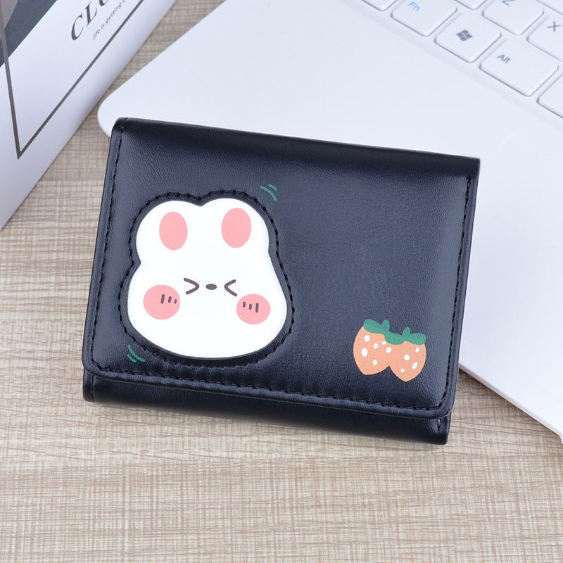 Women's Short Female Fresh Sweet Three Folding Soft Ladies Wallet