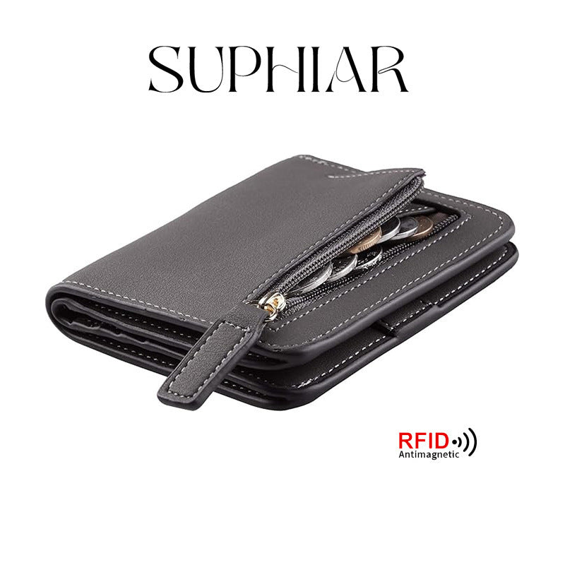 New Women's Simple Zipper Two-fold Short Coin Purses