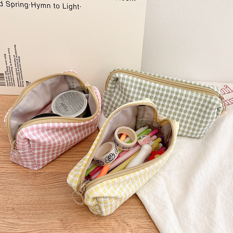 Women's Plaid Mascara Eyebrow Pencil Storage Three-dimensional Makeup Bag