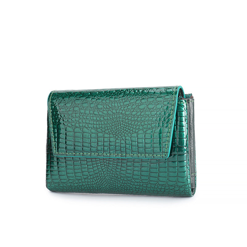 Women's Short Leather High-grade Paint Magnetic Snap Ladies Wallet