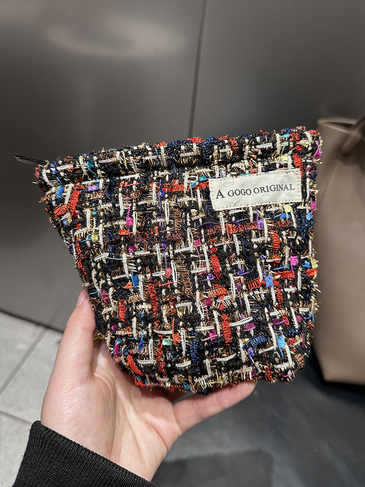 Sense Classic Style Clutch Woven Bright Silk Sanitary Makeup Bag