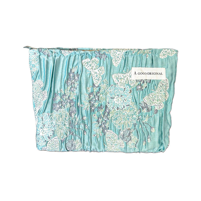 Butterfly Three-dimensional Relief Pleated Print Portable Makeup Bag
