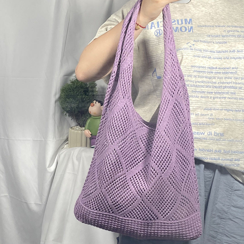 Women's Hollow Knitted Vacation Weaving Large Capacity Seaside Women's Shoulder Bag