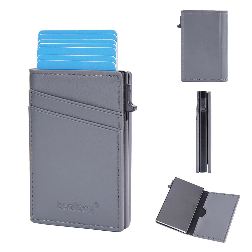 Men's Simple Side Push Aluminum Box Clamp Card Holder