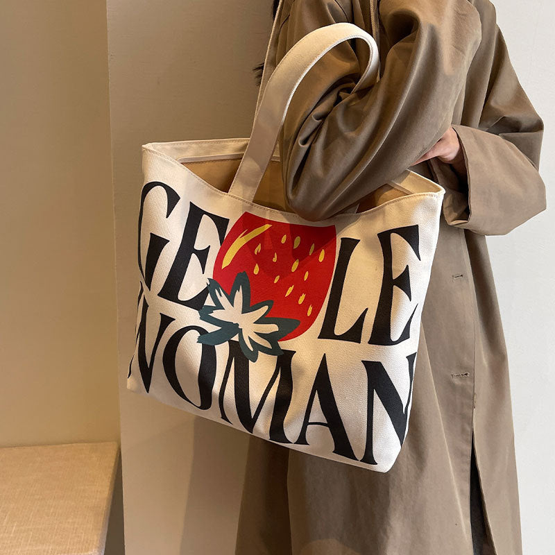 Women's Letter Canvas Large Capacity Commuter For Women's Shoulder Bag