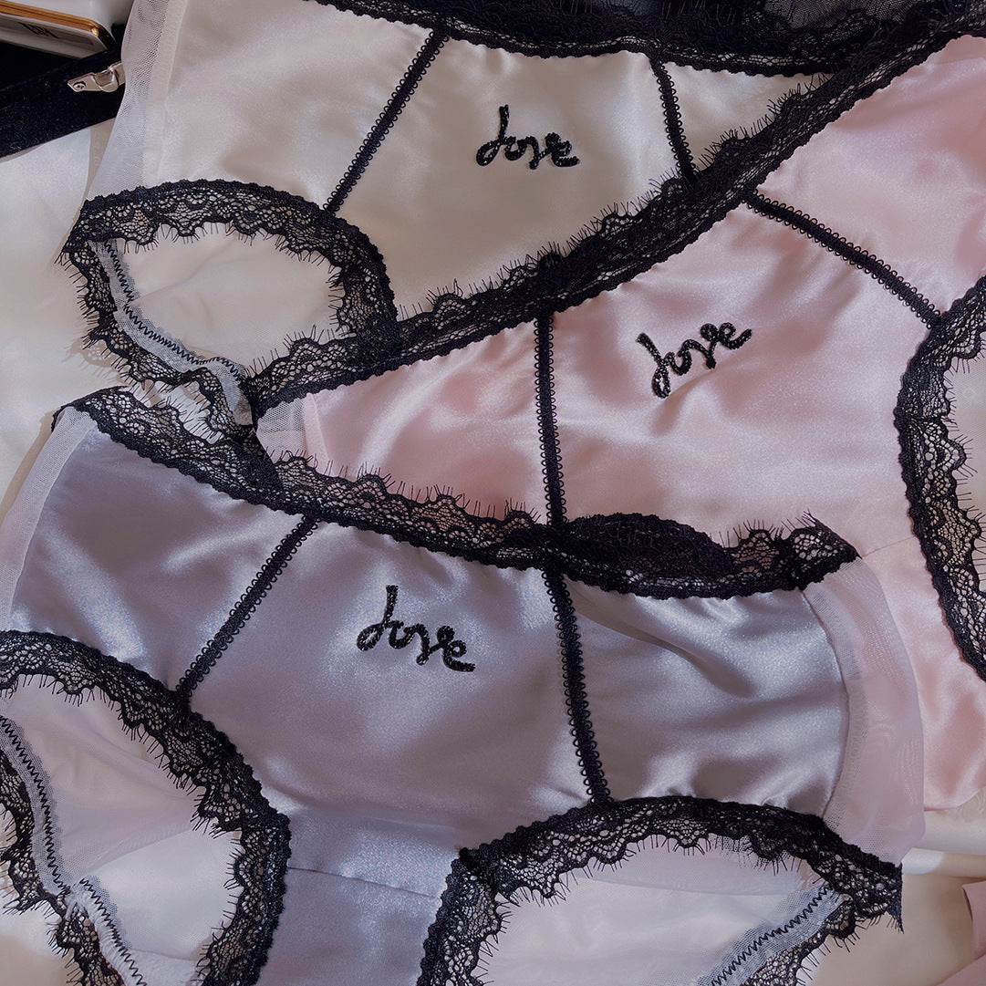 Women's Sexy Artificial Silk Fabric Lightweight Breathable Mid Waist Panties