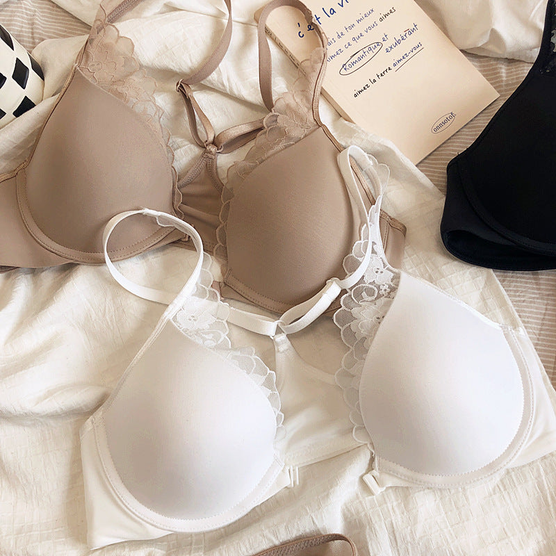 Glossy Buckled Front Shaped Back Big Chest Bras