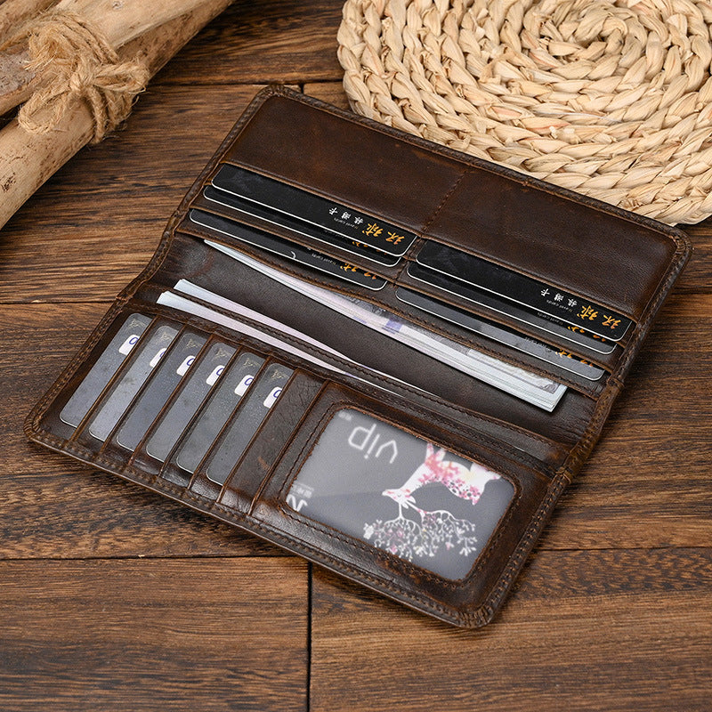 Men's Long Genuine Leather Multi Slots First Layer Men's Wallet
