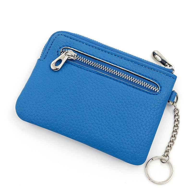 Litchi Pattern Zipper Dark Cell Multifunctional Card Holder