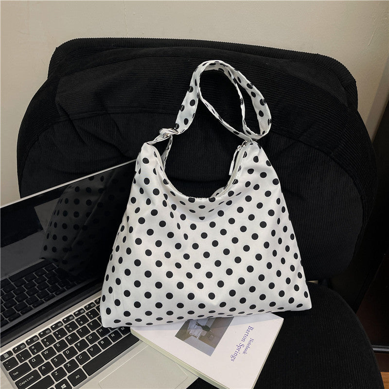 Shivering Dots Trendy Autumn Nylon Cloth Western Style Large Capacity Women's Shoulder Bag
