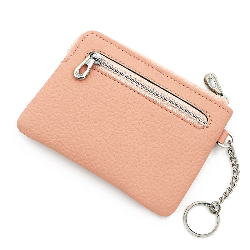Litchi Pattern Zipper Dark Cell Multifunctional Card Holder