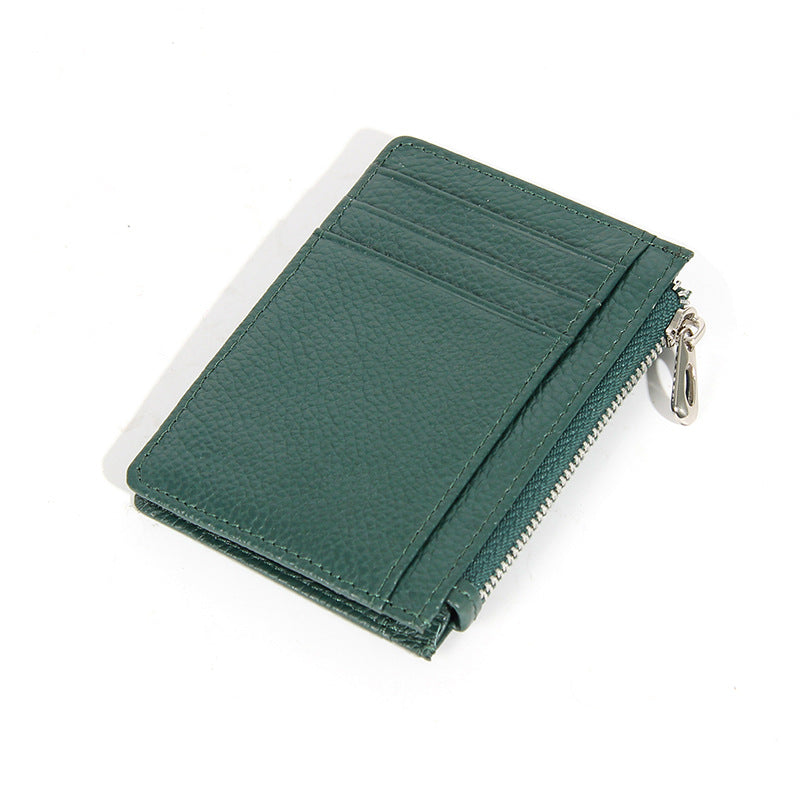 Women's & Men's & Leather Cowhide Solid-color Thin Section Card Holder