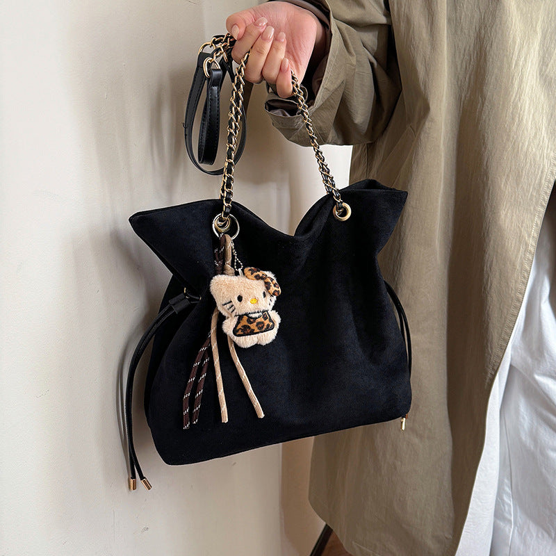 Women's Commuter Large Capacity Suede Vintage Trendy Underarm Drawable Women's Shoulder Bag