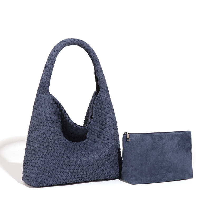 Women's Handmade Woven Idle Style Single Underarm Bucket Bags
